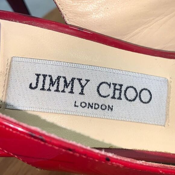 Jimmy Choo Patent Leather Slingback Pumps Heels Sandals Red Women’s size 38.5 - Picture 3 of 16